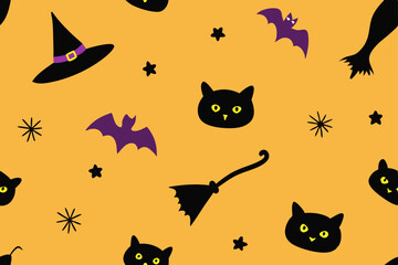 Halloween seamless pattern with pumpkin