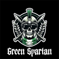 Fototapeta premium Vector of Skull head Spartan army in line drawing