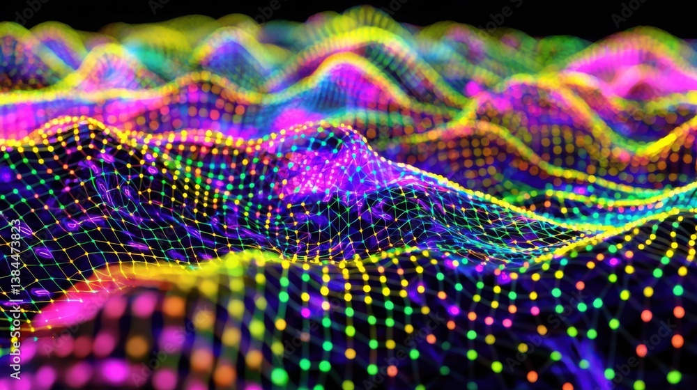 Poster Abstract colorful digital image creating a mesmerizing visual experience through innovative holographic technology