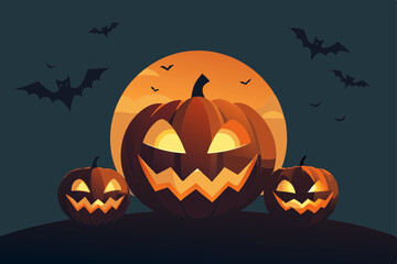 Fototapeta premium halloween background with pumpkin and bats