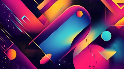 Dynamic Abstract Composition with Vivid Colors and Geometric Gradient Shapes