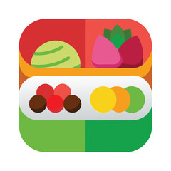 A balanced bento box with snacks arranged by color.