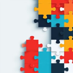 A creative visual of strategic connections in a modern corporate environment depicted as puzzle pieces
