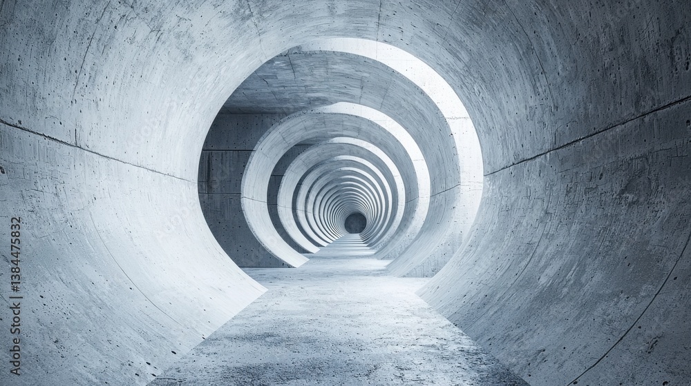 Poster abstract tunnel illustrating an innovation pipeline with layers representing creativity and forward-