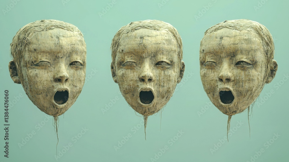 Poster three faces with a tooth sticking out representing the playful aspect of internal communication plan