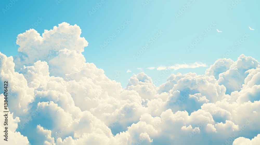 Poster isometric representation of a plane flying through clouds symbolizing cloud file sync and digital da