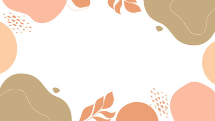 Boho Abstract Frame Soft Earth Tone Pastel Background with Leaves