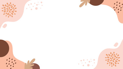 Abstract frame background with baby rose and brown geometric shapes, dots, lines for presentation