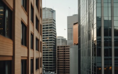 Obraz premium City Buildings at Sunset: High Angle View