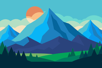 Naklejka premium mountain landscape with mountains