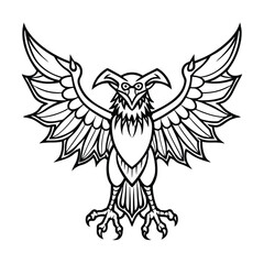 Obraz premium Flying eagle and owl vector illustration with wings, feather, and silhouette bird design