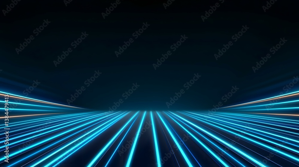 Aufkleber the image contains a dark background with bright blue and orange neon lines converging towards a van