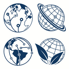set of earth globes