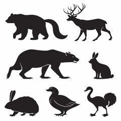 Fototapeta premium set of animals silhouettes