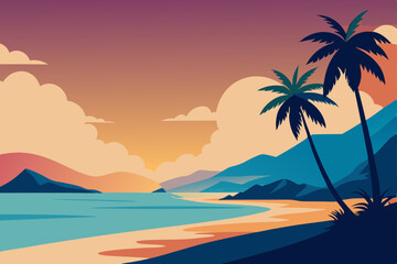 tropical beach with palm trees