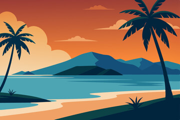 Fototapeta premium tropical beach with palm trees