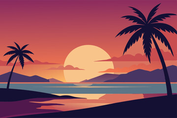 sunset on tropical beach