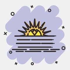 Icon sunset. Weather elements symbol. Icons in comic style. Good for prints, web, smartphone app, posters, infographics, logo, sign, etc.