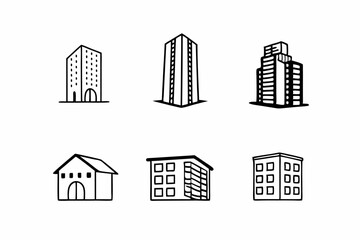 Building icon vector set. apartment illustration sign collection. skyscraper symbol. architecture logo