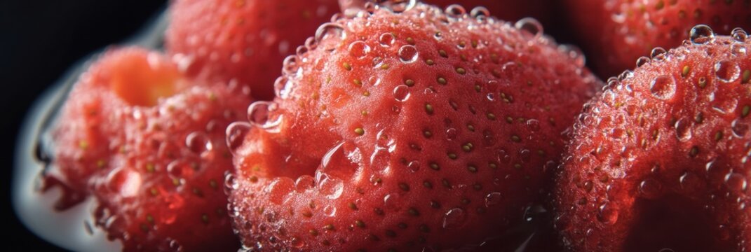 Juneteenth Summer Harvest Vibrant Strawberry Macro with Lustrous Water Droplets - Premium Culinary Styling for Gourmet Food Marketing and Wellness Storytelling
