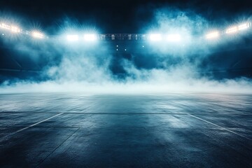 Fototapeta premium An empty stadium illuminated by bright lights