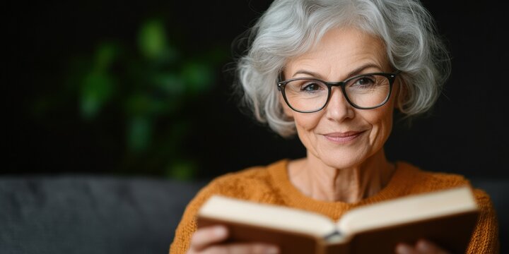 Mindful Reading Wellness Senior Womans Literary Journey on Celebrate Teen Literature Day - Intergenerational Knowledge Sharing and Vision Care Inspiration