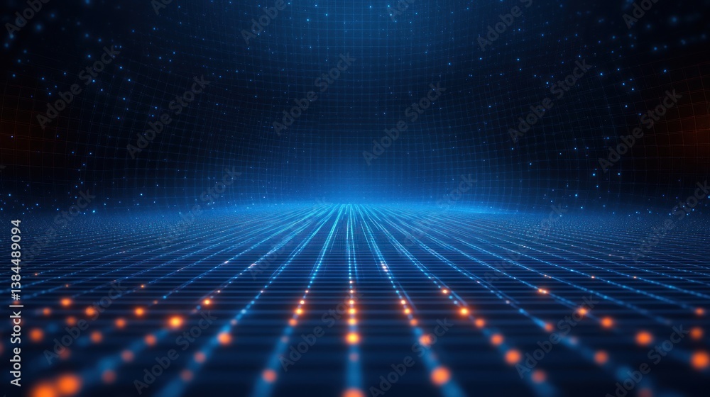 Poster futuristic digital grid visualization ultra realistic technology background with low polygon mesh an
