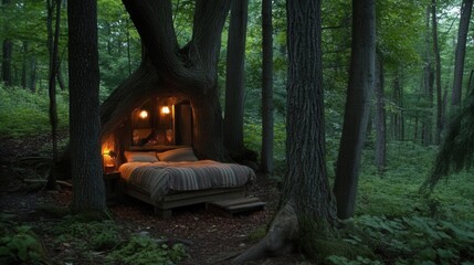 A cozy, secret secret hideaway in the woods