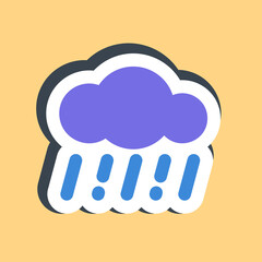 Sticker rain. Weather elements symbol. Good for prints, web, smartphone app, posters, infographics, logo, sign, etc.