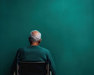 Compassionate Care Narratives Fnd Awareness Day Minimalist Portrait of Senior Isolation in Monochromatic Wellness Design - Advocating Elder Dignity through Emotional Storytelling
