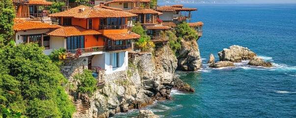 Cliffside luxury homes overlooking turquoise ocean