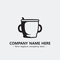 Cup illustration black and white for logo company vector image
