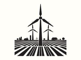 Windmill Producing Clean Energy on Farm Fields