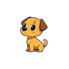 Fototapeta premium Cartoon puppy wagging tail, cute animal icon