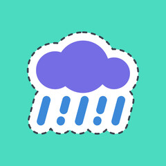 Sticker line cut rain. Weather elements symbol. Good for prints, web, smartphone app, posters, infographics, logo, sign, etc.
