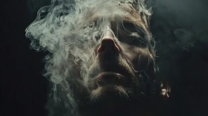 Mysterious Man in Smoke: A Dramatic Portrait