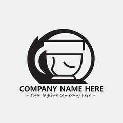 Cup illustration black and white for logo company vector image
