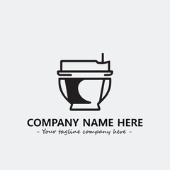 Cup illustration black and white for logo company vector image
