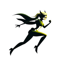 Female Superhero in Powerful Pose on transparent Background