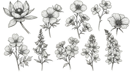 Vintage Floral Illustration Set