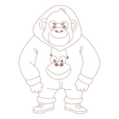 A cool gorilla in a hoodie with a hood.
