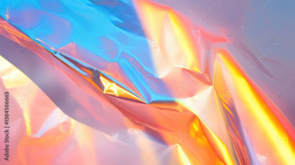 Aufkleber dynamic light reflections on metallic surface abstract art creative environment close-up view