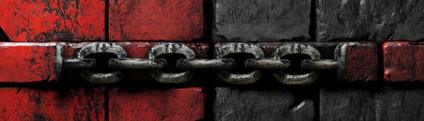 Rusty Chain Across Divided Walls
