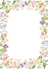 Spring Wildflower Bloom Border Illustration for Decoration