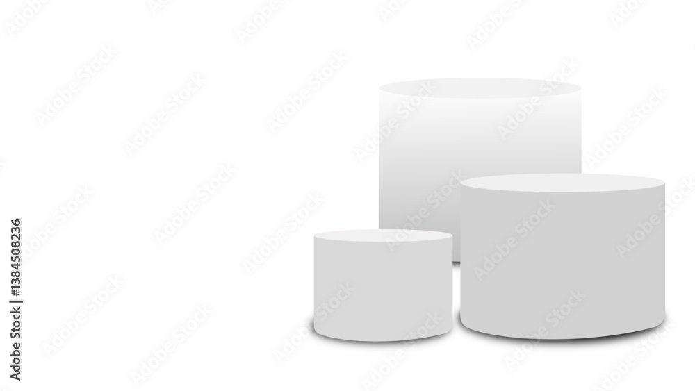 Poster realistic 3d cylinder pedestal podium. abstract vector rendering geometric forms. pastel minimal sce