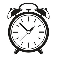 Classic Wake Up Clock Icon in Flat Black Style