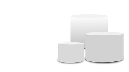 Realistic 3d cylinder pedestal podium. Abstract vector rendering geometric forms. Pastel minimal scene. Stage for showcase, 