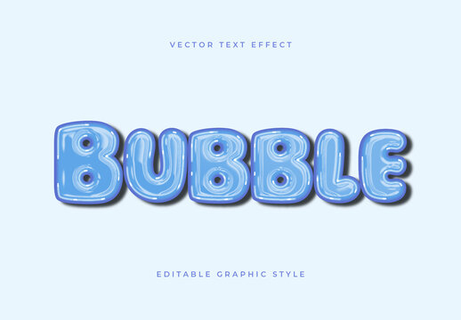 Blue Rounded 3D Bubble Font Chubby Floating Effect Text