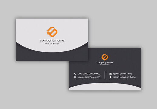 Gray And Orange Elegant Business Card Layout