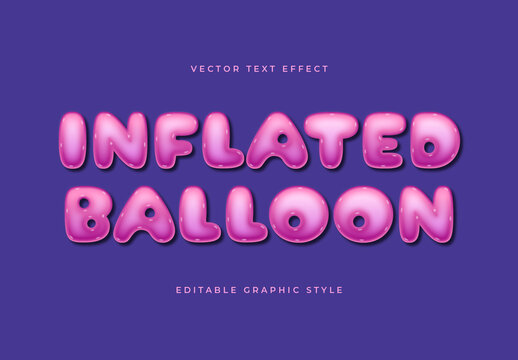 Pink Inflated Balloon Font Stitched Embossed Text Effect